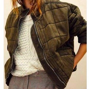 Free People Dolman Sleeve Women's Quilted
Jacket, Size XL Military Green